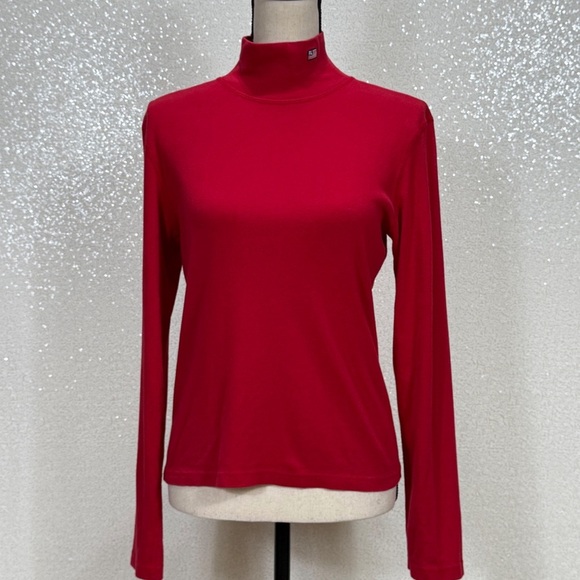 Polo Jeans Co. Ralph Lauren Red Mock Neck Long Sleeve Top | Size L | 100% Cotton - Picture 4 of 11